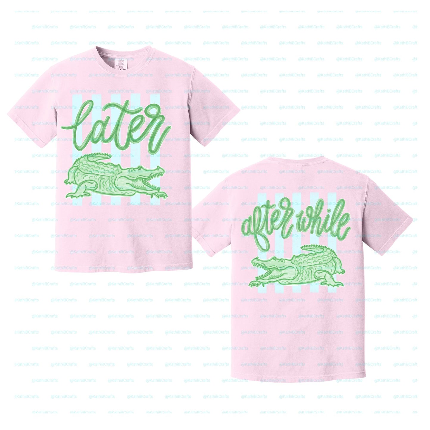 Lator Gator After While Crocodile STRIPES Front and Back Short Sleeve Tshirt Adult