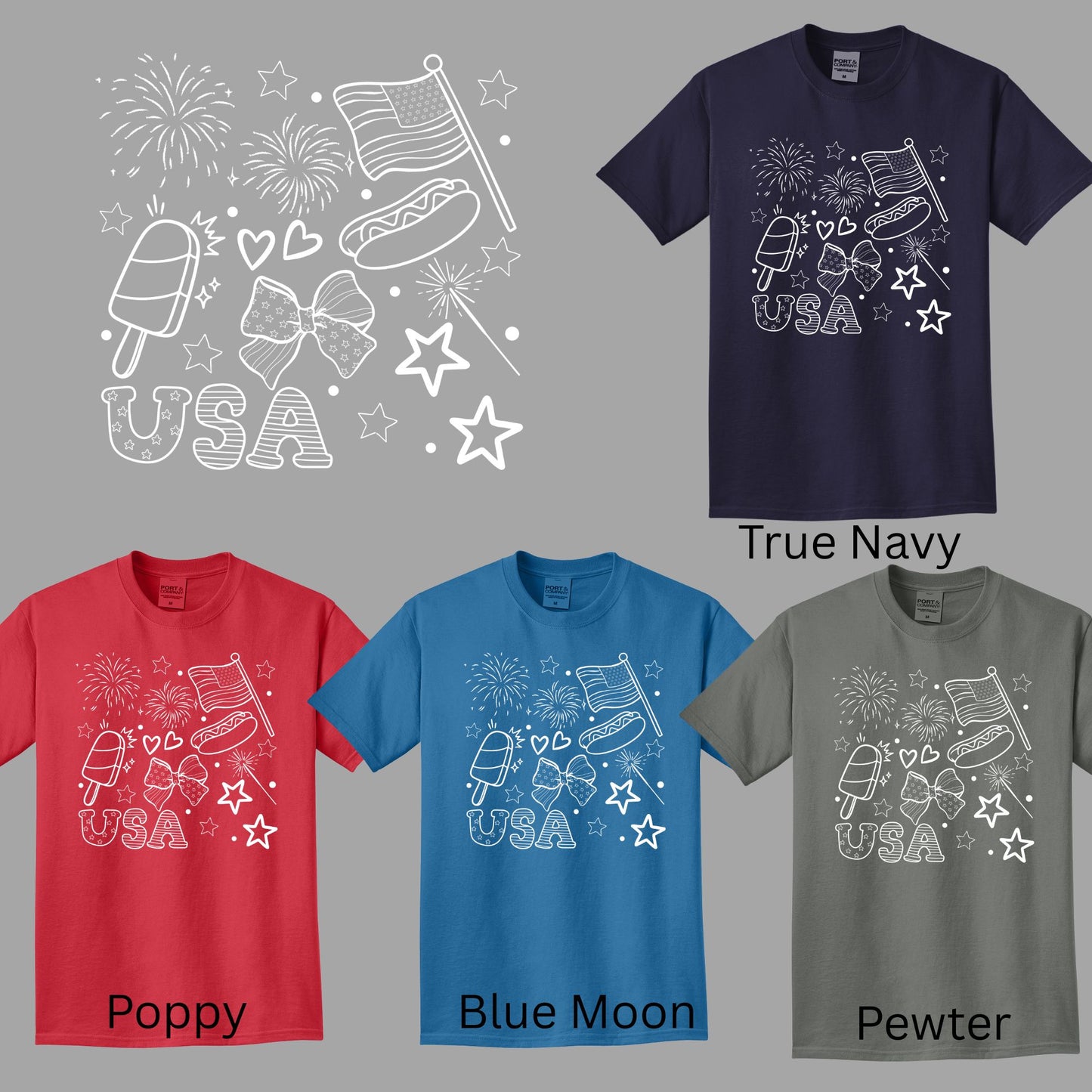 USA Doodles in White Font Adult