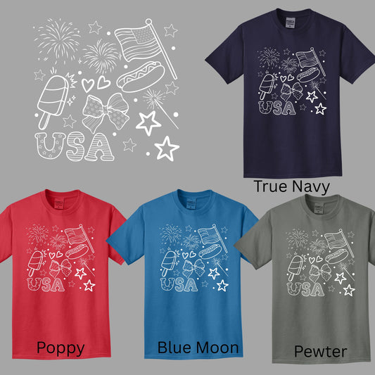 USA Doodles in White Font Adult