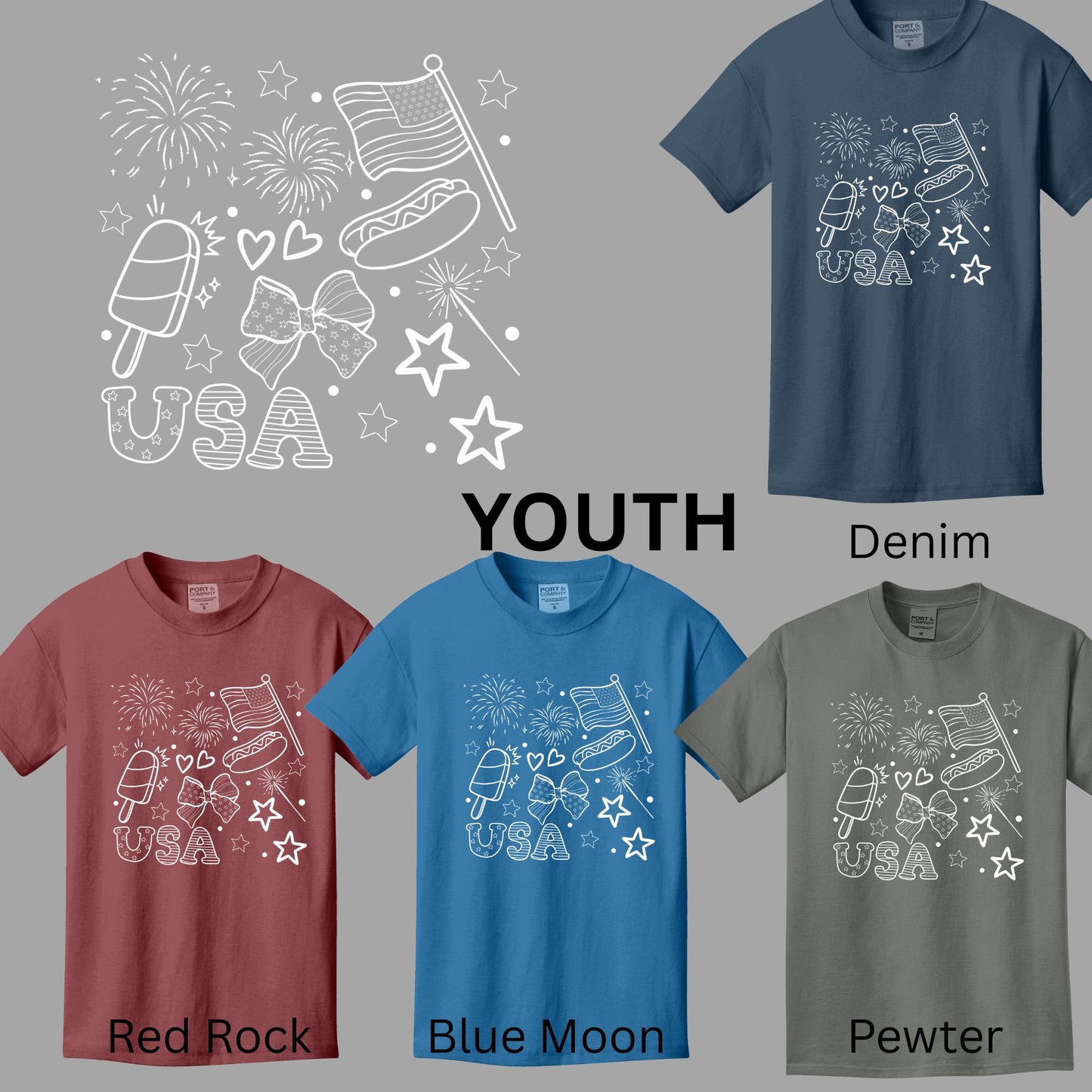 USA Doodles in White Font Adult