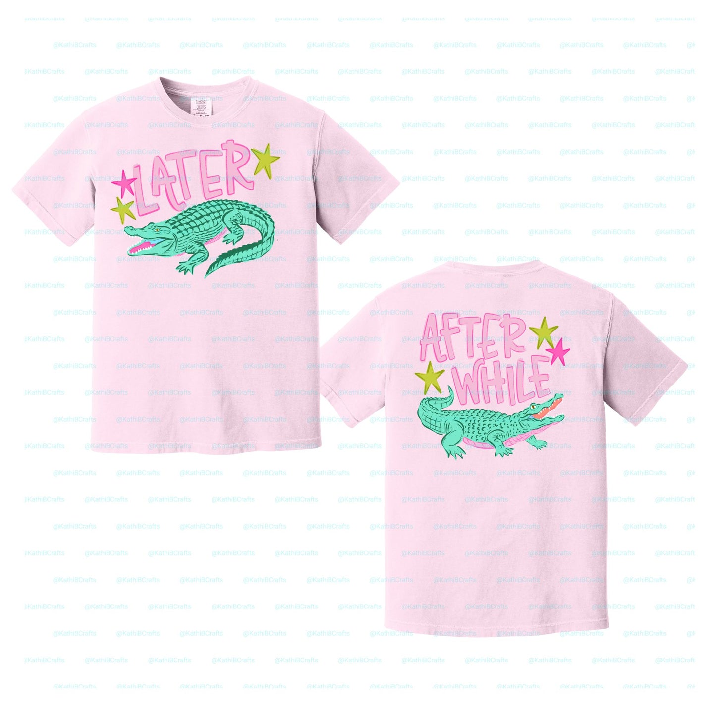 Lator Gator After While Crocodile STARS Front and Back Short Sleeve Tshirt Adult