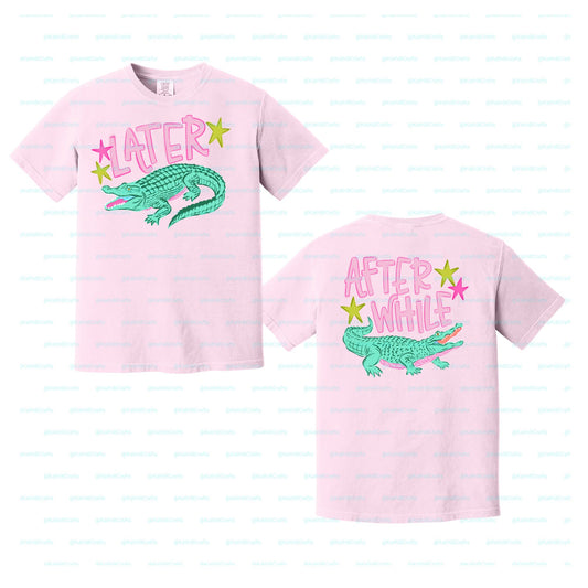 Lator Gator After While Crocodile STARS Front and Back Short Sleeve Tshirt Adult