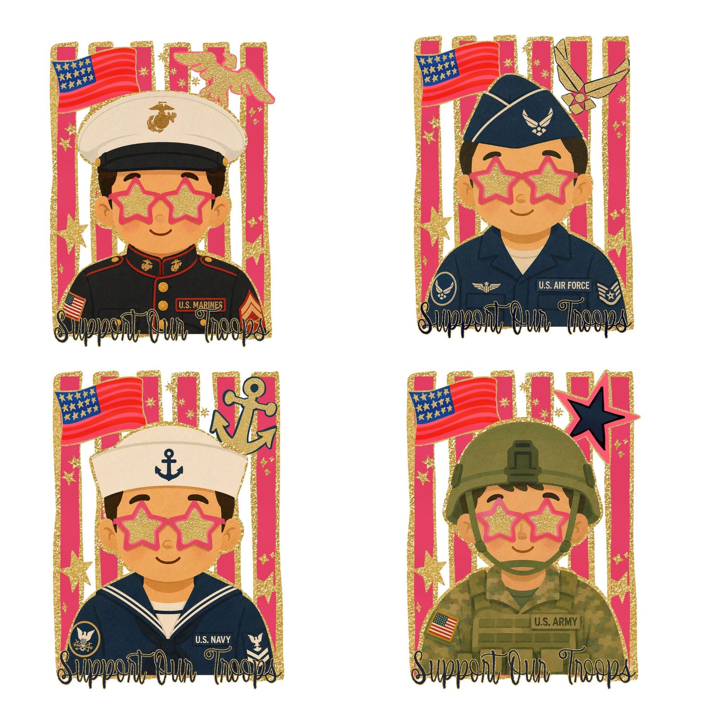 Support Our Troops Front and Back Design