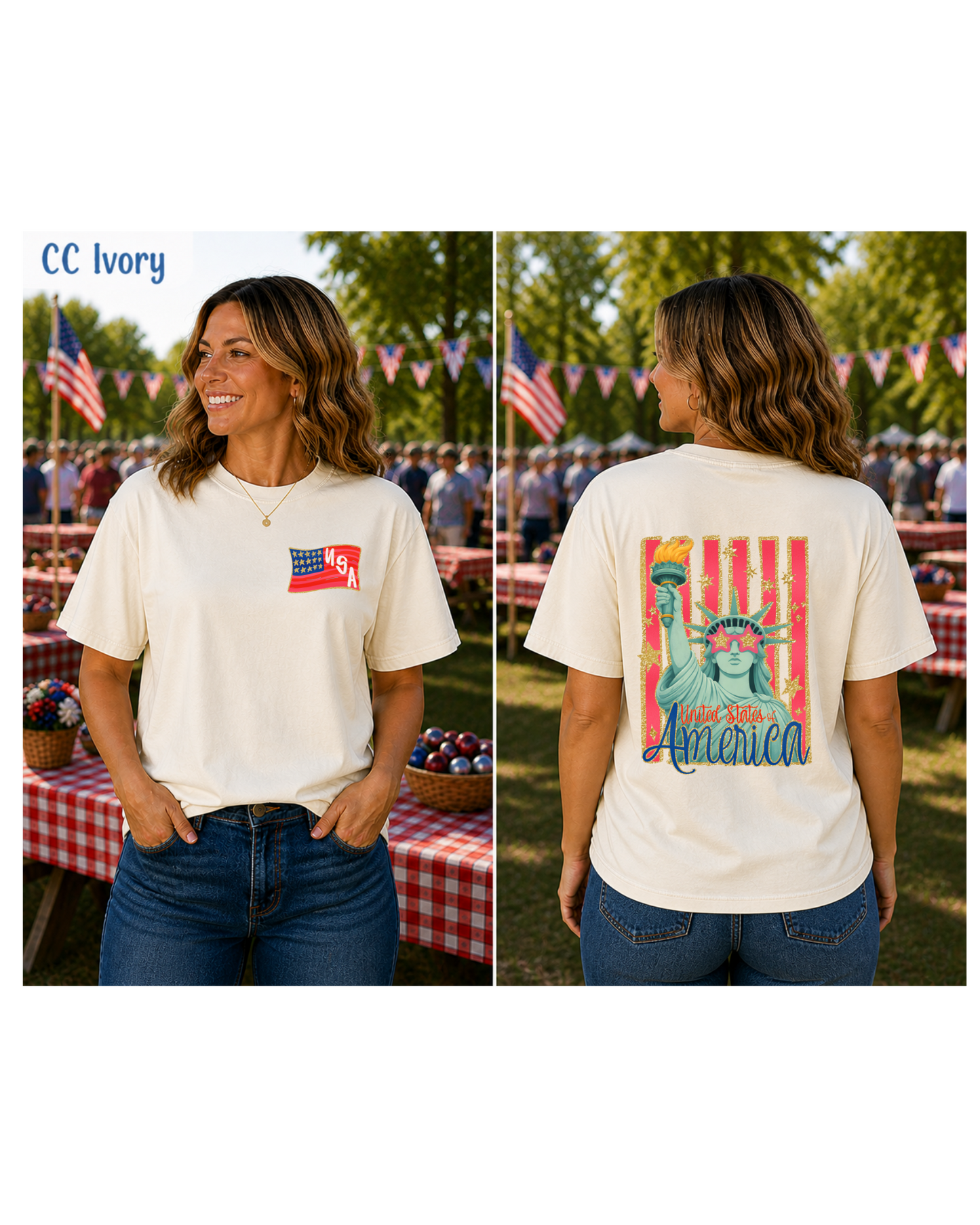 Lady Liberty front/back tshirt