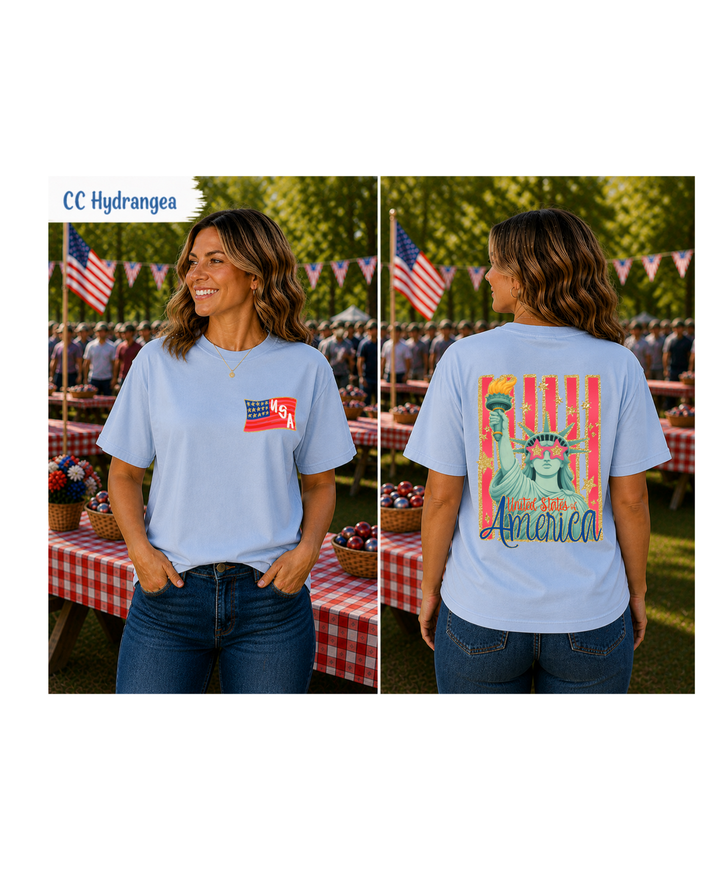 Lady Liberty front/back tshirt