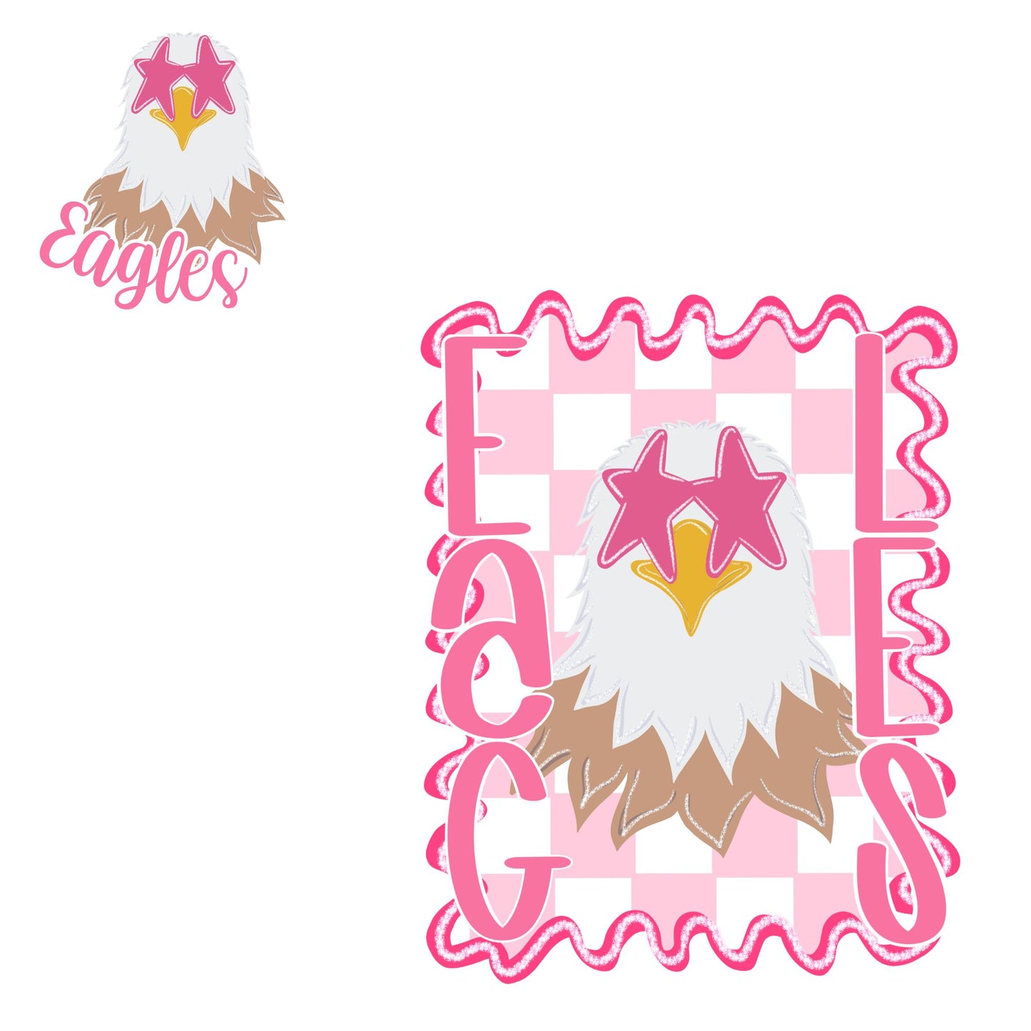 Pink Eagle Checkered Front and Back
