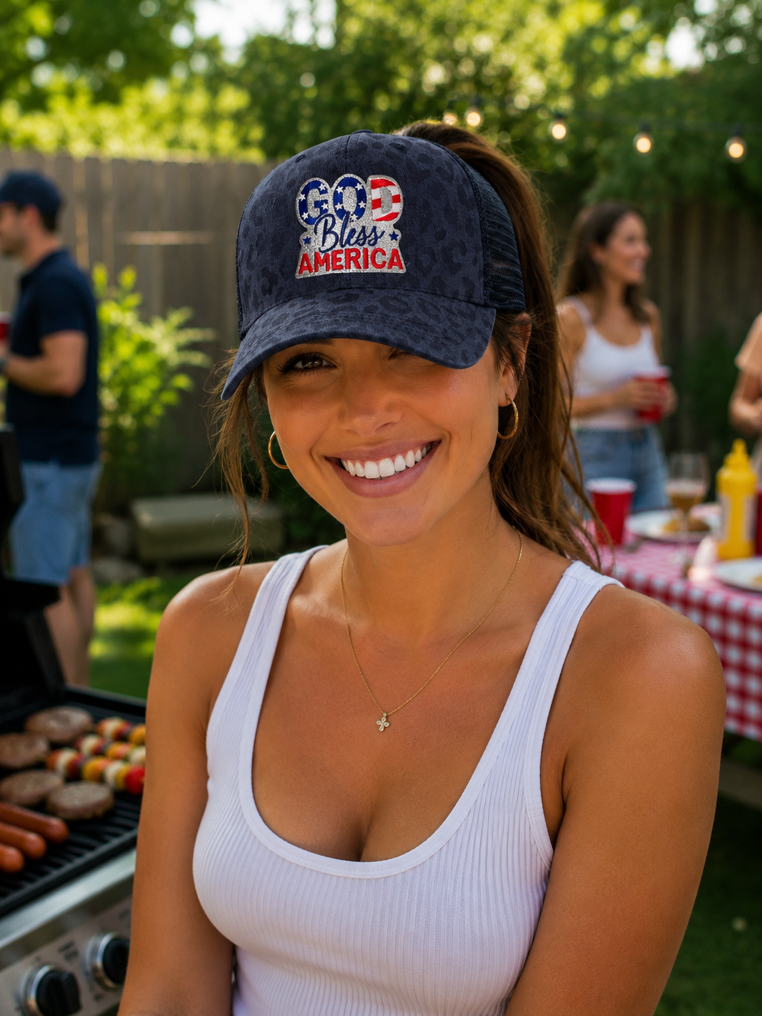 God Bless America Ponytail Hat