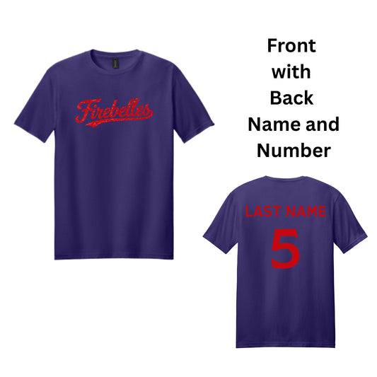 Firebelles Adult front and back with name and number