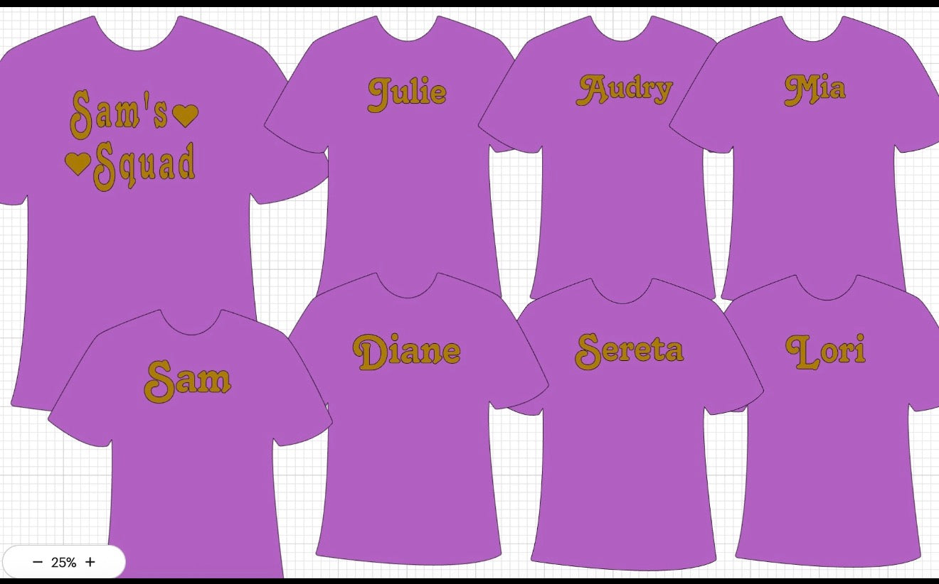 Custom shirts for Sam’s squad