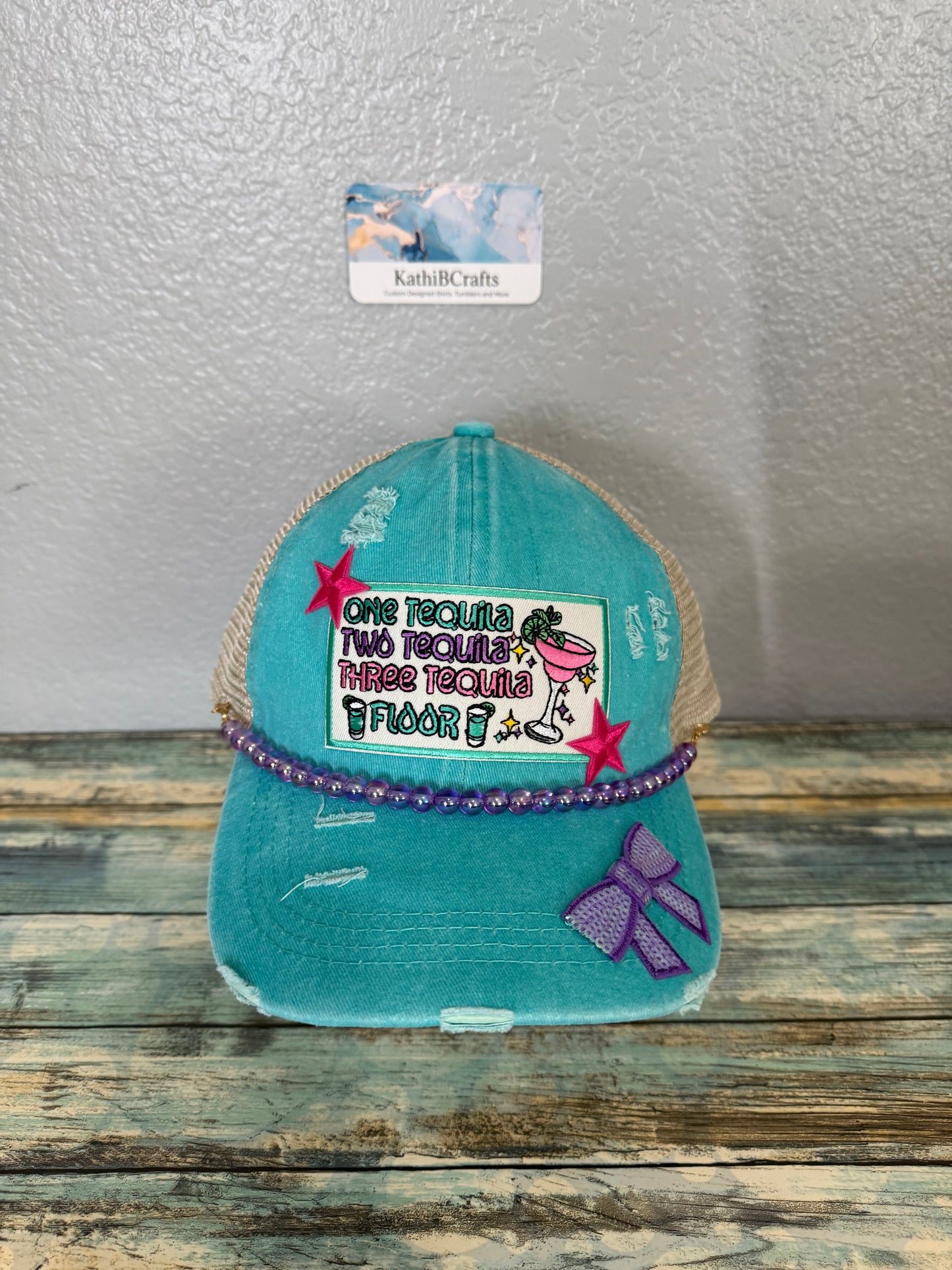 One Tequila Two Tequila Teal Baseball Hat - One of a Kind
