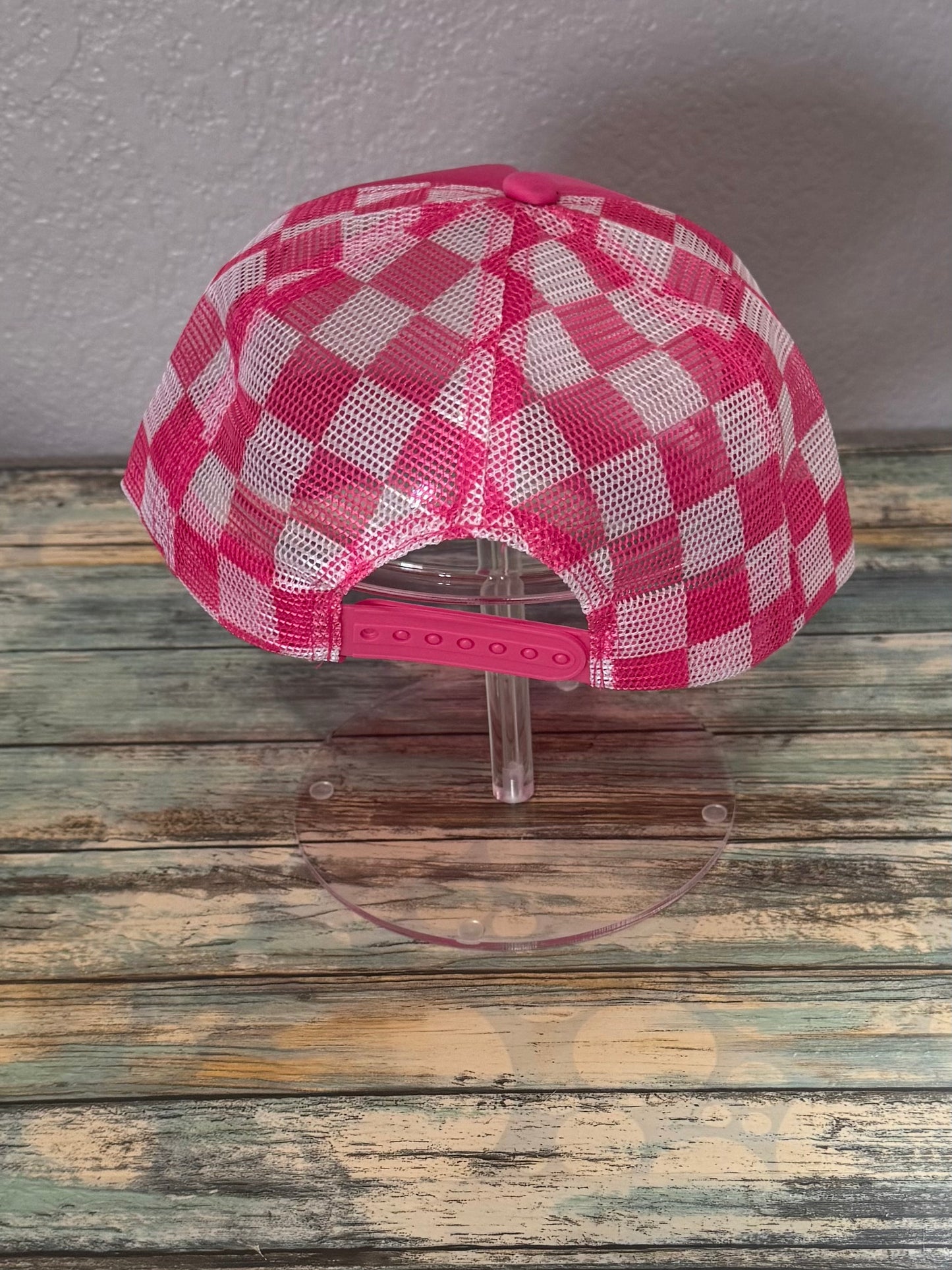 Later Gator Hat Hot Pink with checkered back
