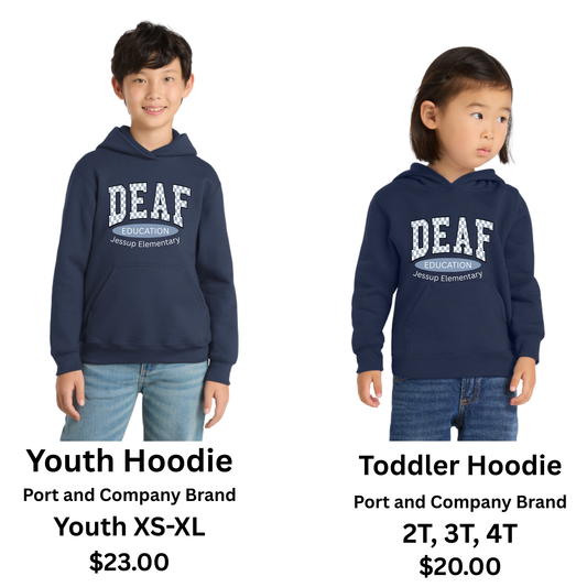 Youth and Toddler Sweatshirt Deaf Education Pullover Hoodie- Navy