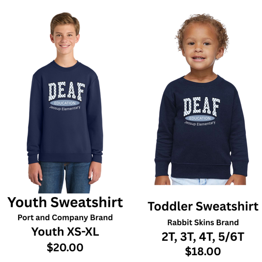 Youth and Toddler Deaf Education Sweatshirt- NAVY