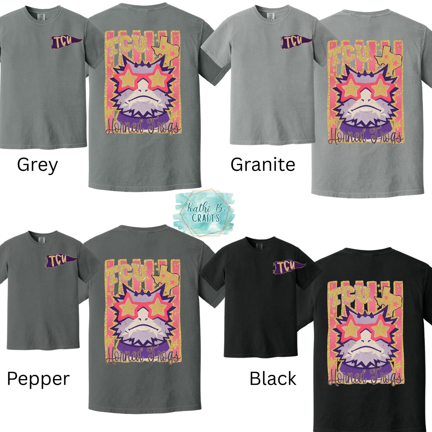 Texas Colleges Folk Glitz Front and Back