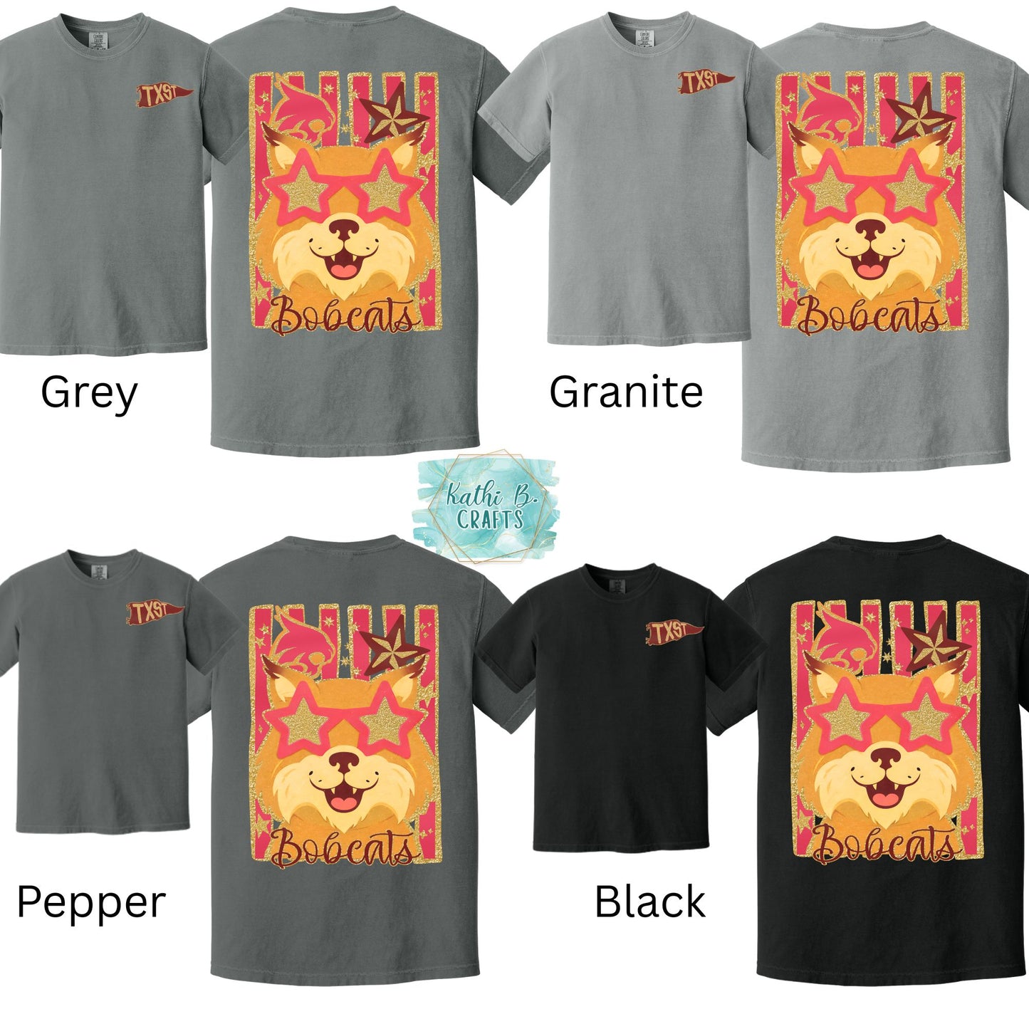 Texas Colleges Folk Glitz Front and Back