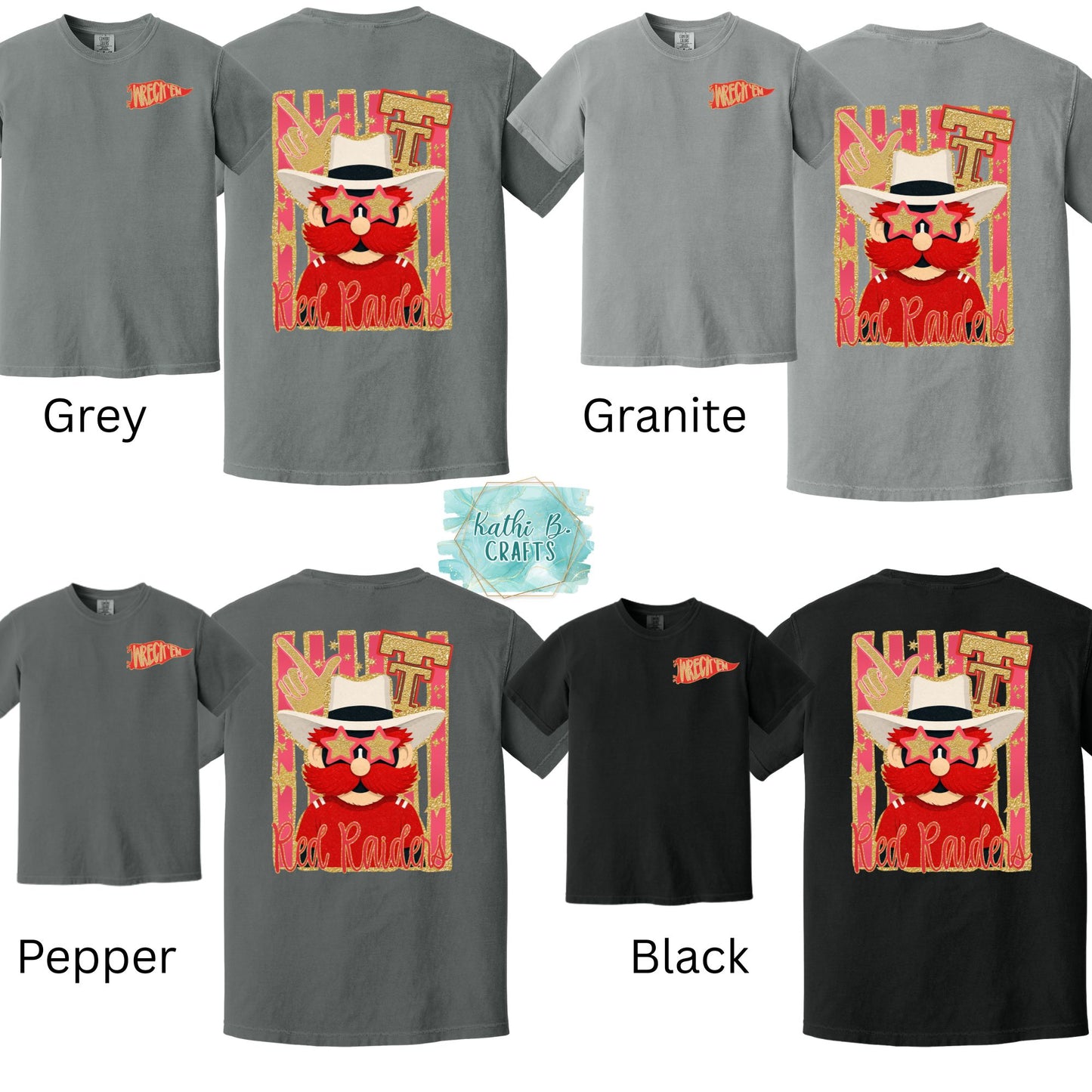 Texas Colleges Folk Glitz Front and Back