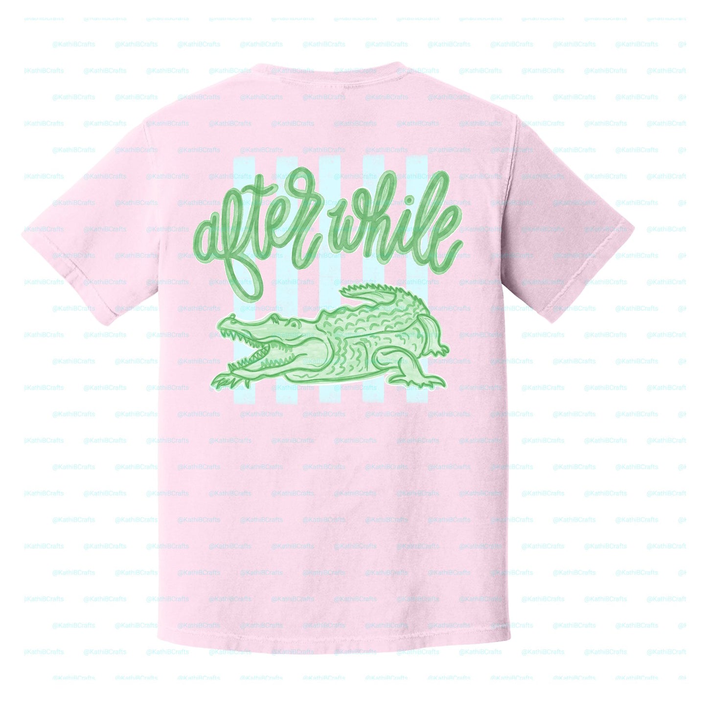 Lator Gator After While Crocodile STRIPES Front and Back Short Sleeve Tshirt Adult